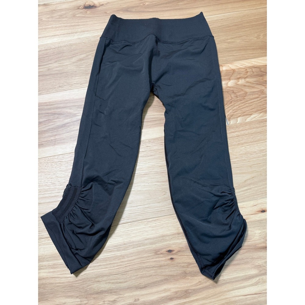 Lululemon Ebb to Street Tight Crop Women Size 8 Black Ruched Leggings athleisure